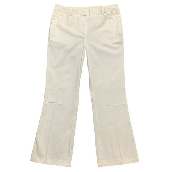 Lands End Pants Womens 8 Cream Cotton Bootcut Slit Pocket Zip Fly Trouser - Picture 1 of 16